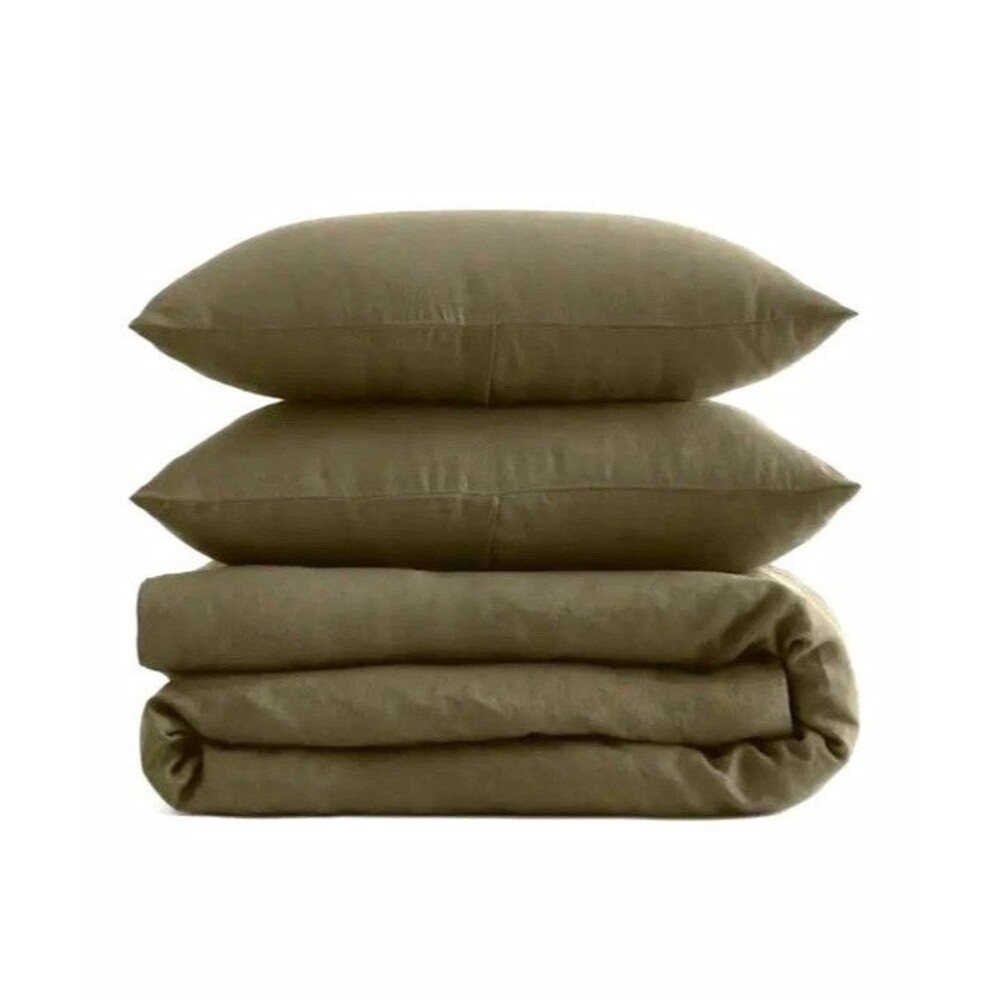 Quince Linen Duvet Cover Set Bedding Full/Queen Dusty Olive